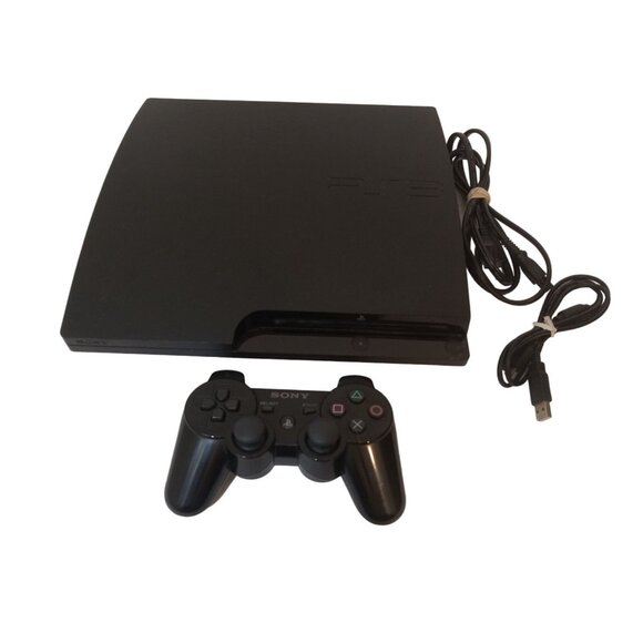 Sony PS3 Console CECH-3001A Black Wire Plug And Controller Wire Tested Works - Picture 1 of 6